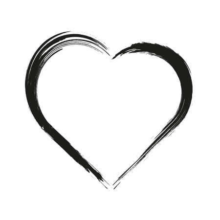 Vector Heart shape frame with brush painting isolated on white backgroundのイラスト素材