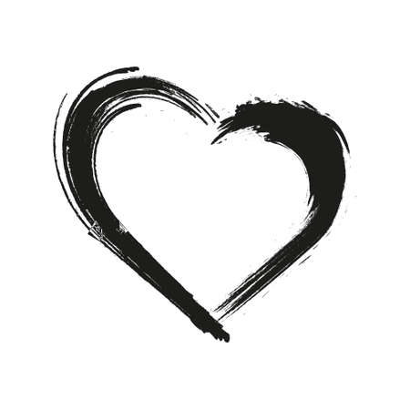 Vector Heart shape frame with brush painting isolated on white backgroundのイラスト素材