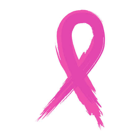 Pink breast cancer awareness pink on white background. Ribbon background. Typography poster. Emblem support concept. Healthy life concept. Health care concept. Healthy lifestyle. Design element.のイラスト素材