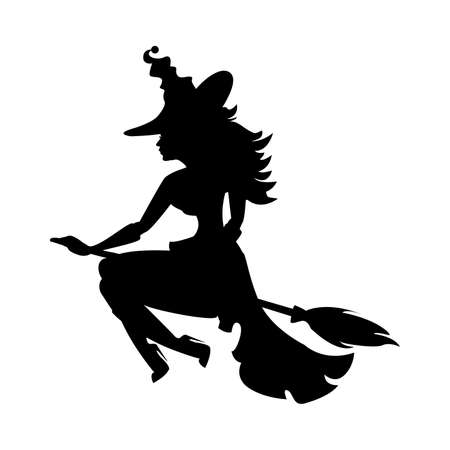 Halloween witch, beautiful sexy witch with a broomのイラスト素材