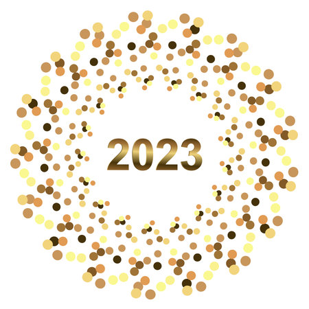 Happy New Year 2023 greeting card poster. Confettiのイラスト素材