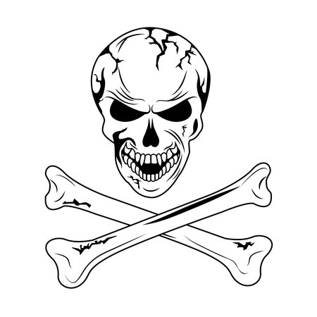 Skull with crossbones. pirate symbol. Halloween. Poster, banner. For your designのイラスト素材