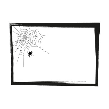 Grunge frame. In the frame of a spider on a cobweb Halloween theme. For your designの写真素材