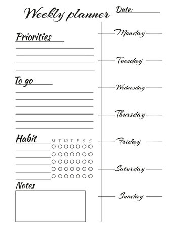 Schedule, notes, plans, goals, tasks, reminder. My personal weeklyのイラスト素材