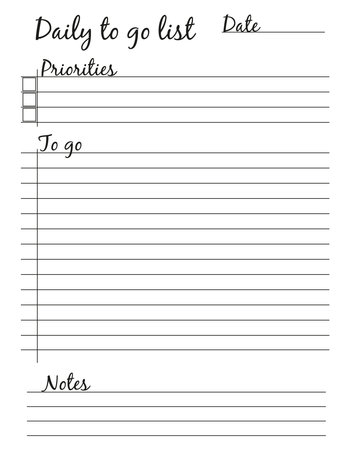 Things for the day. List. Scheduler. Schedule, reminder, organizer, goals, plansのイラスト素材