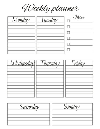 Organizer. Personal weekly. Plans, goals, reminders, schedule, notesのイラスト素材