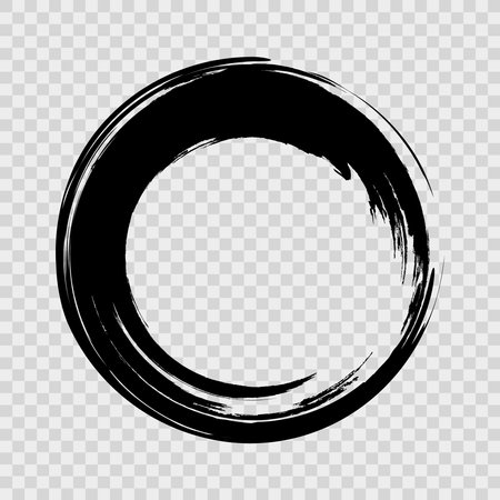 Transparent background. Difficult circle drawn with a brush. Frame. Grungeのイラスト素材