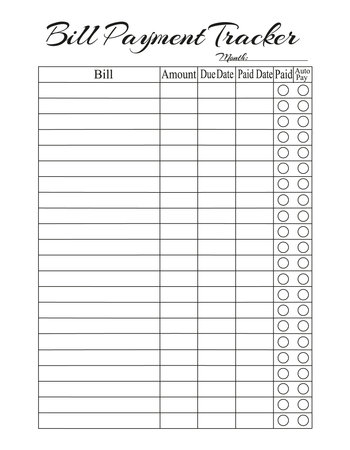 Invoice tracking template. Monthly planner. Notebook page, organizerのイラスト素材