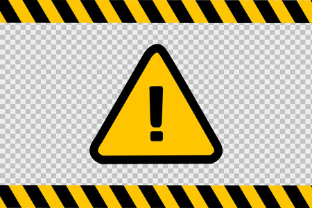Caution and warning. Exclamation mark icon isolated on yellow triangleのイラスト素材