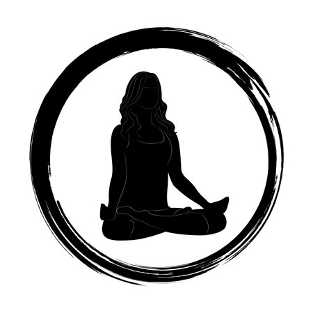Silhouettes of a woman. Yoga pose for relaxation and meditation. Yoga. Lotus poseのイラスト素材