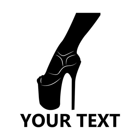 Silhouette. Sandals with high heels for pole dancing. Pole dance. Dance shoes on the footのイラスト素材
