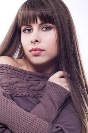 Beautiful woman with long hair の写真素材