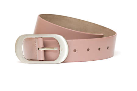 Pink woman's belt isolated over whiteの写真素材