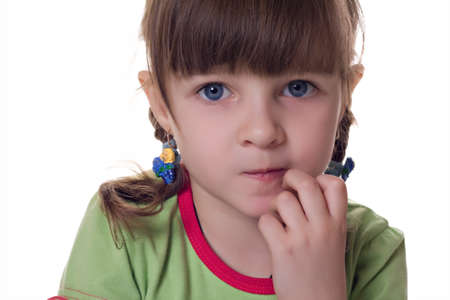 Portrait of beautiful little girl. Isolated on white background.