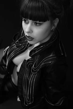 Black-white image of sensuality womanの写真素材