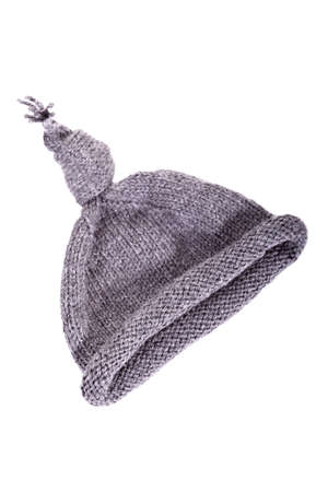 A funny newborn hat isolated on whiteの写真素材