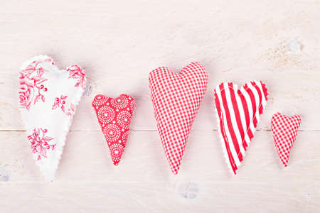  romantic valentine's heart on white wooden backgroundの写真素材