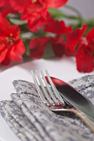 Closeup fork and knife の写真素材