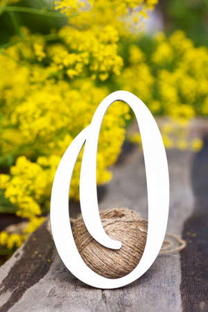 Letter O on wooden background の写真素材
