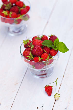 Strawberries outdoorの写真素材