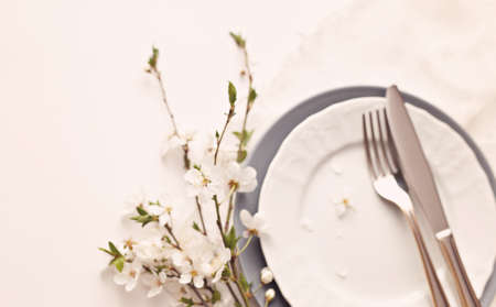 Spring breakfast. White background