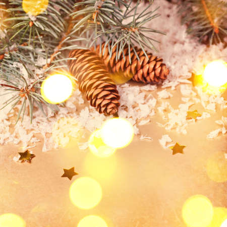 Vintage golden christmas compositionの写真素材