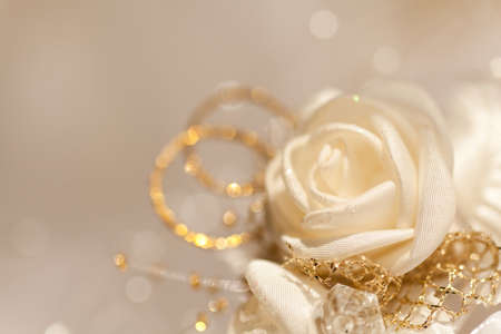 Abstract wedding background from laces and rosesの写真素材