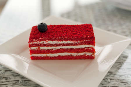 velvet cake on white plate