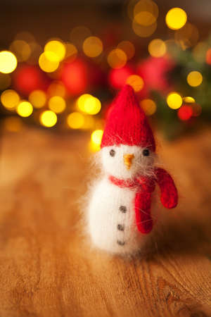 Snowman toy holiday christmas or new year backgroundの写真素材
