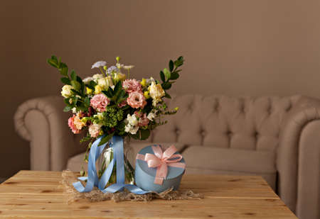 Fresh colorful bouquet of mixed flowersの写真素材