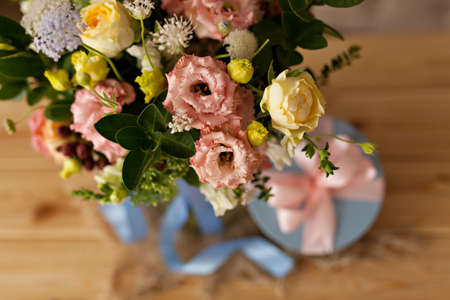 Fresh colorful bouquet of mixed flowersの写真素材