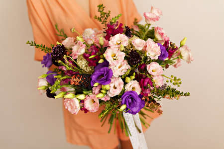 Fresh colorful bouquet of mixed flowersの写真素材