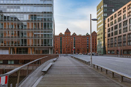 View of  Speicherstadt warehouse district also called Hafencity.の写真素材