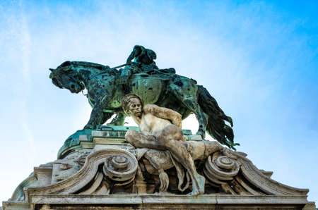 Low angle view of Equestrian Statue of Prince Eugene in Budapest, Hungaryのeditorial素材