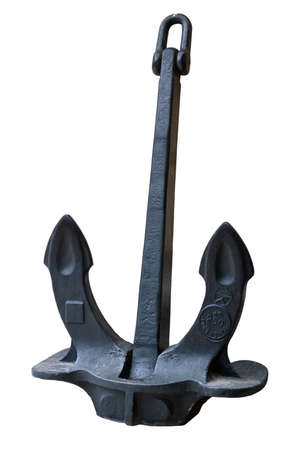 Old ship's anchor on a white backgroundの写真素材