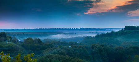 Morning fog in the canyons of the National Environmental Park Podilski Tovtry
