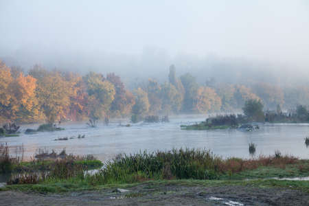 Misty Morning on the Southern Bug Riverの写真素材