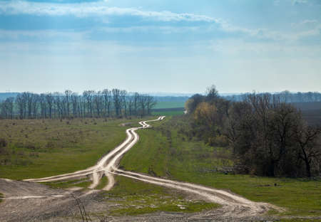 Country dirt road leaving into the distanceの写真素材