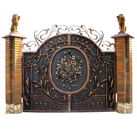 Iron gate isolation on a white backgroundの写真素材
