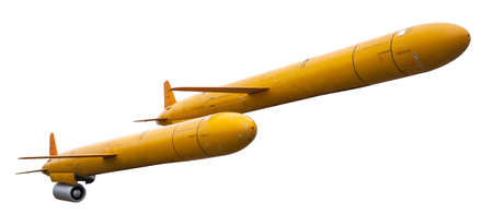 The old cruise missiles decommissioned isolated on white backgroundの写真素材