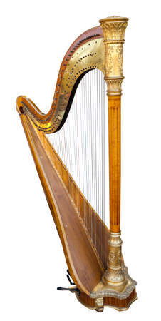 Harp musical instrument isolated on a white backgroundの写真素材