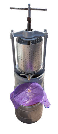 Hand press for pomace juice isolated on a white backgroundの写真素材