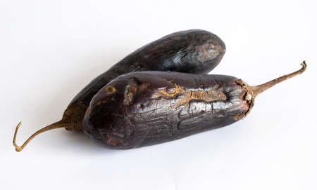 Bad spoiled eggplant on a light backgroundの写真素材