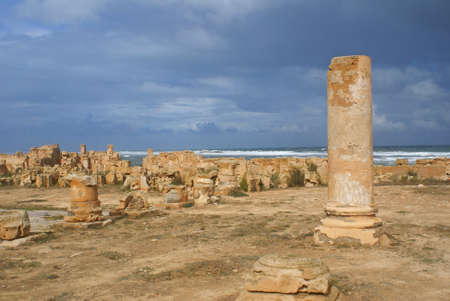 Ruins of the ancient city of Sabratha in Libya on the shores of the Mediterranean Sea.の写真素材
