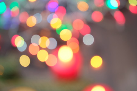 Defocused abstract multicolored bokeh lights background. Selective focusの写真素材