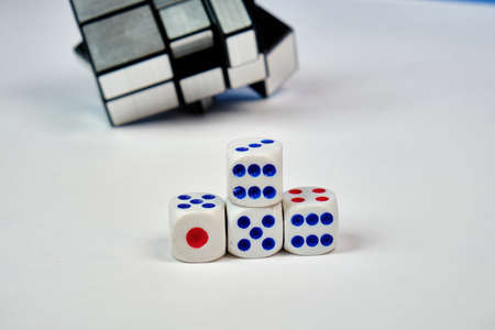 Dzerzhinsk, Russia 06,04,2020: Rubik's mirror blocks on white background. Invented by Hidetoshi Takeji, this puzzleのeditorial素材