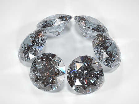 Six gems isolated on white backgroundの写真素材