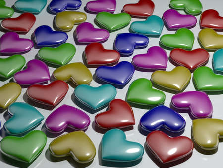Varicolored hearts from plasticの写真素材