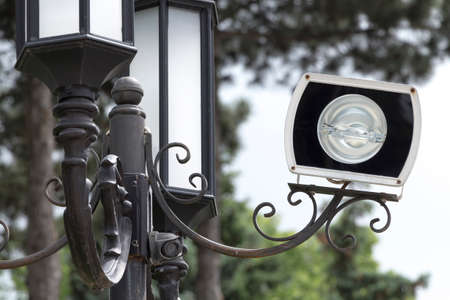 Retro streetlamp with camcorderの写真素材
