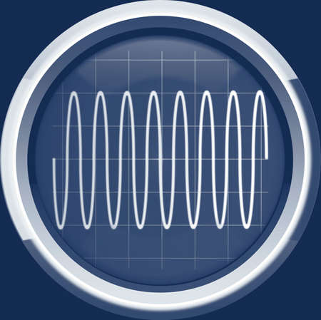 Sine signal on the oscilloscope screen in blue tones, a backgroundの写真素材